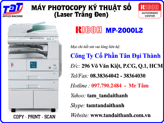 Ban may photocopy Ricoh MP 2000L2 Aficio MP 2000L2 gia re