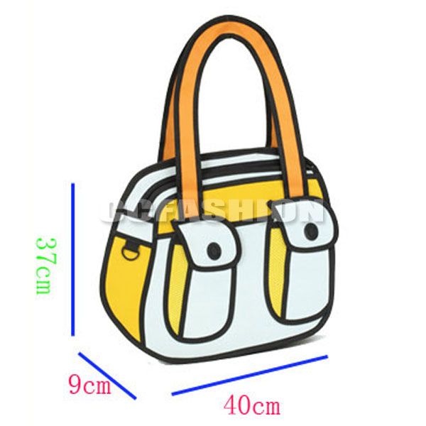 2D Drawing 3D Jump Style Handbag Shoulder Bag From Cartoon Paper