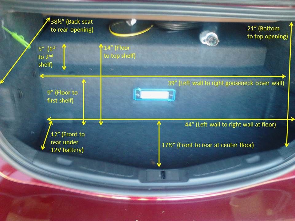 Ford fusion trunk space dimensions