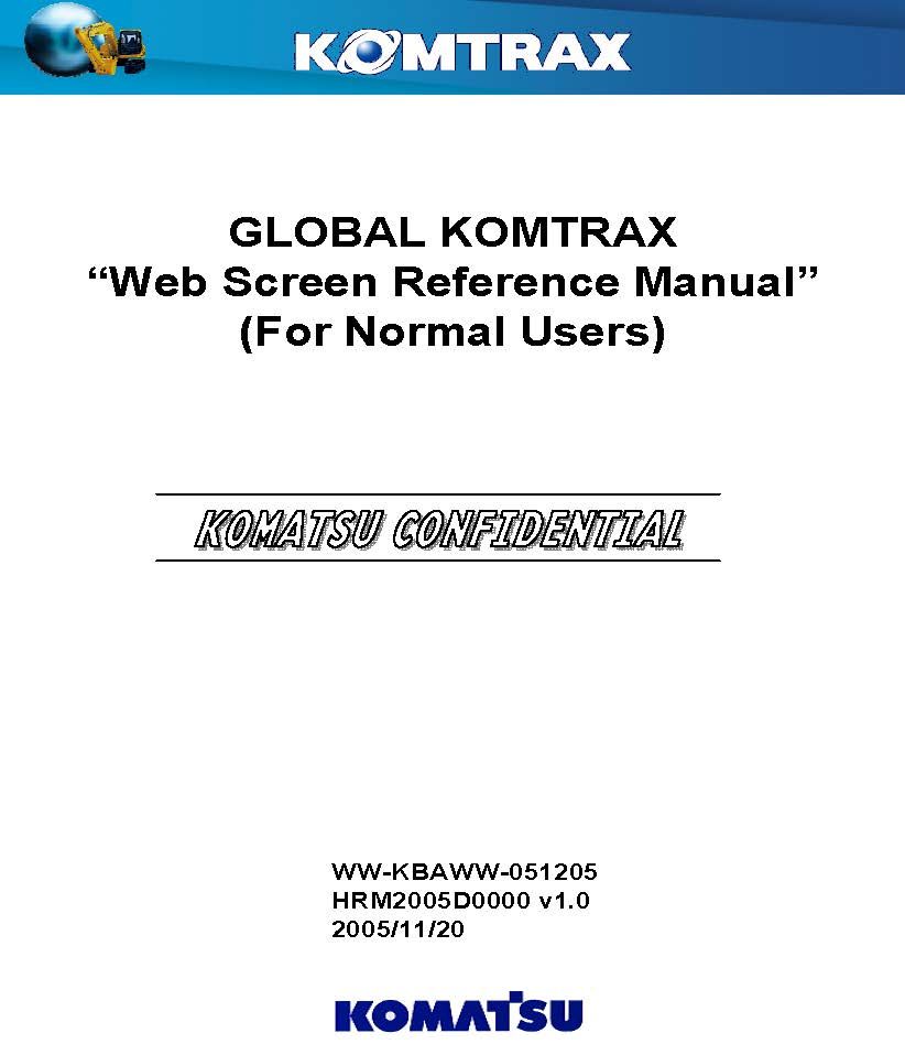 KOMATSU GLOBAL KOMTRAX Web Screen Reference Manual (For Normal Users)
