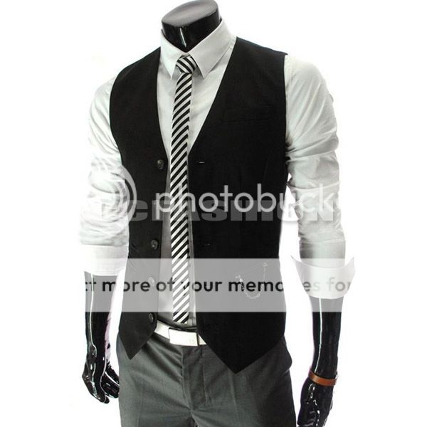 2015 New Men's Fashion V-Neck Slim Fit Suit Vests Formal Tuxedo Dress ...